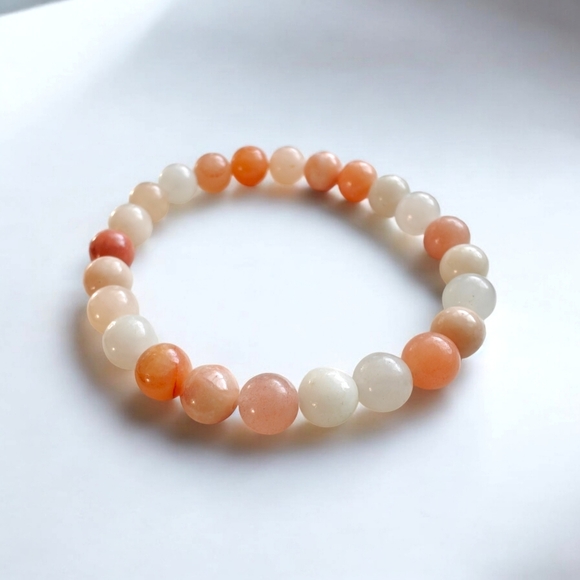 Peach Aventurine Bracelet - 8mm Unisex Natural Stones Handmade - Picture 2 of 6